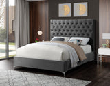 Cruz Velvet / Engineered Wood / Metal / Foam Contemporary Grey Velvet King Bed - 81" W x 86.5" D x 56" H