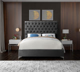 Cruz Velvet / Engineered Wood / Metal / Foam Contemporary Grey Velvet King Bed - 81" W x 86.5" D x 56" H