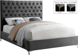 Cruz Velvet / Engineered Wood / Metal / Foam Contemporary Grey Velvet Queen Bed - 65" W x 86.5" D x 56" H