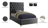 Cruz Velvet / Engineered Wood / Metal / Foam Contemporary Grey Velvet Twin Bed - 44" W x 81.5" D x 56" H