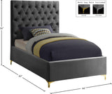 Cruz Velvet / Engineered Wood / Metal / Foam Contemporary Grey Velvet Twin Bed - 44" W x 81.5" D x 56" H