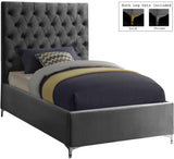 Cruz Velvet / Engineered Wood / Metal / Foam Contemporary Grey Velvet Twin Bed - 44" W x 81.5" D x 56" H