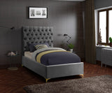 Cruz Velvet / Engineered Wood / Metal / Foam Contemporary Grey Velvet Twin Bed - 44" W x 81.5" D x 56" H