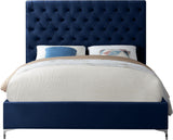 Cruz Velvet / Engineered Wood / Metal / Foam Contemporary Navy Velvet Full Bed - 59.5" W x 81.5" D x 56" H