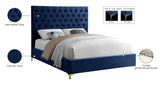 Cruz Velvet / Engineered Wood / Metal / Foam Contemporary Navy Velvet King Bed - 81" W x 86.5" D x 56" H