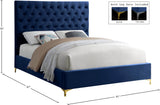 Cruz Velvet / Engineered Wood / Metal / Foam Contemporary Navy Velvet King Bed - 81" W x 86.5" D x 56" H