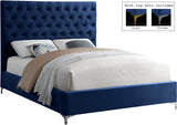 Cruz Velvet / Engineered Wood / Metal / Foam Contemporary Navy Velvet King Bed - 81" W x 86.5" D x 56" H