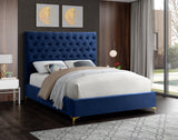 Cruz Velvet / Engineered Wood / Metal / Foam Contemporary Navy Velvet King Bed - 81" W x 86.5" D x 56" H