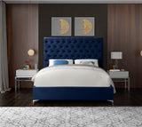 Cruz Velvet / Engineered Wood / Metal / Foam Contemporary Navy Velvet King Bed - 81" W x 86.5" D x 56" H