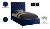 Cruz Velvet / Engineered Wood / Metal / Foam Contemporary Navy Velvet Twin Bed - 44" W x 81.5" D x 56" H