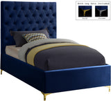 Cruz Velvet / Engineered Wood / Metal / Foam Contemporary Navy Velvet Twin Bed - 44" W x 81.5" D x 56" H