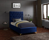 Cruz Velvet / Engineered Wood / Metal / Foam Contemporary Navy Velvet Twin Bed - 44" W x 81.5" D x 56" H