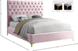 Cruz Velvet / Engineered Wood / Metal / Foam Contemporary Pink Velvet Full Bed - 59.5" W x 81.5" D x 56" H