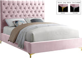 Cruz Velvet / Engineered Wood / Metal / Foam Contemporary Pink Velvet Full Bed - 59.5" W x 81.5" D x 56" H