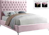 Cruz Velvet / Engineered Wood / Metal / Foam Contemporary Pink Velvet Full Bed - 59.5" W x 81.5" D x 56" H