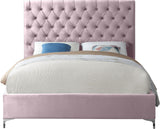 Cruz Velvet / Engineered Wood / Metal / Foam Contemporary Pink Velvet Full Bed - 59.5" W x 81.5" D x 56" H