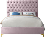 Cruz Velvet / Engineered Wood / Metal / Foam Contemporary Pink Velvet Full Bed - 59.5" W x 81.5" D x 56" H