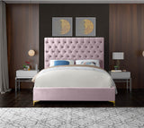 Cruz Velvet / Engineered Wood / Metal / Foam Contemporary Pink Velvet Full Bed - 59.5" W x 81.5" D x 56" H