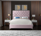 Cruz Velvet / Engineered Wood / Metal / Foam Contemporary Pink Velvet King Bed - 81" W x 86.5" D x 56" H