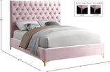 Cruz Velvet / Engineered Wood / Metal / Foam Contemporary Pink Velvet Queen Bed - 65" W x 86.5" D x 56" H