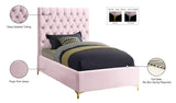 Cruz Velvet / Engineered Wood / Metal / Foam Contemporary Pink Velvet Twin Bed - 44" W x 81.5" D x 56" H