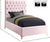 Cruz Velvet / Engineered Wood / Metal / Foam Contemporary Pink Velvet Twin Bed - 44" W x 81.5" D x 56" H