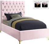 Cruz Velvet / Engineered Wood / Metal / Foam Contemporary Pink Velvet Twin Bed - 44" W x 81.5" D x 56" H