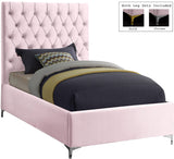 Cruz Velvet / Engineered Wood / Metal / Foam Contemporary Pink Velvet Twin Bed - 44" W x 81.5" D x 56" H