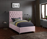 Cruz Velvet / Engineered Wood / Metal / Foam Contemporary Pink Velvet Twin Bed - 44" W x 81.5" D x 56" H