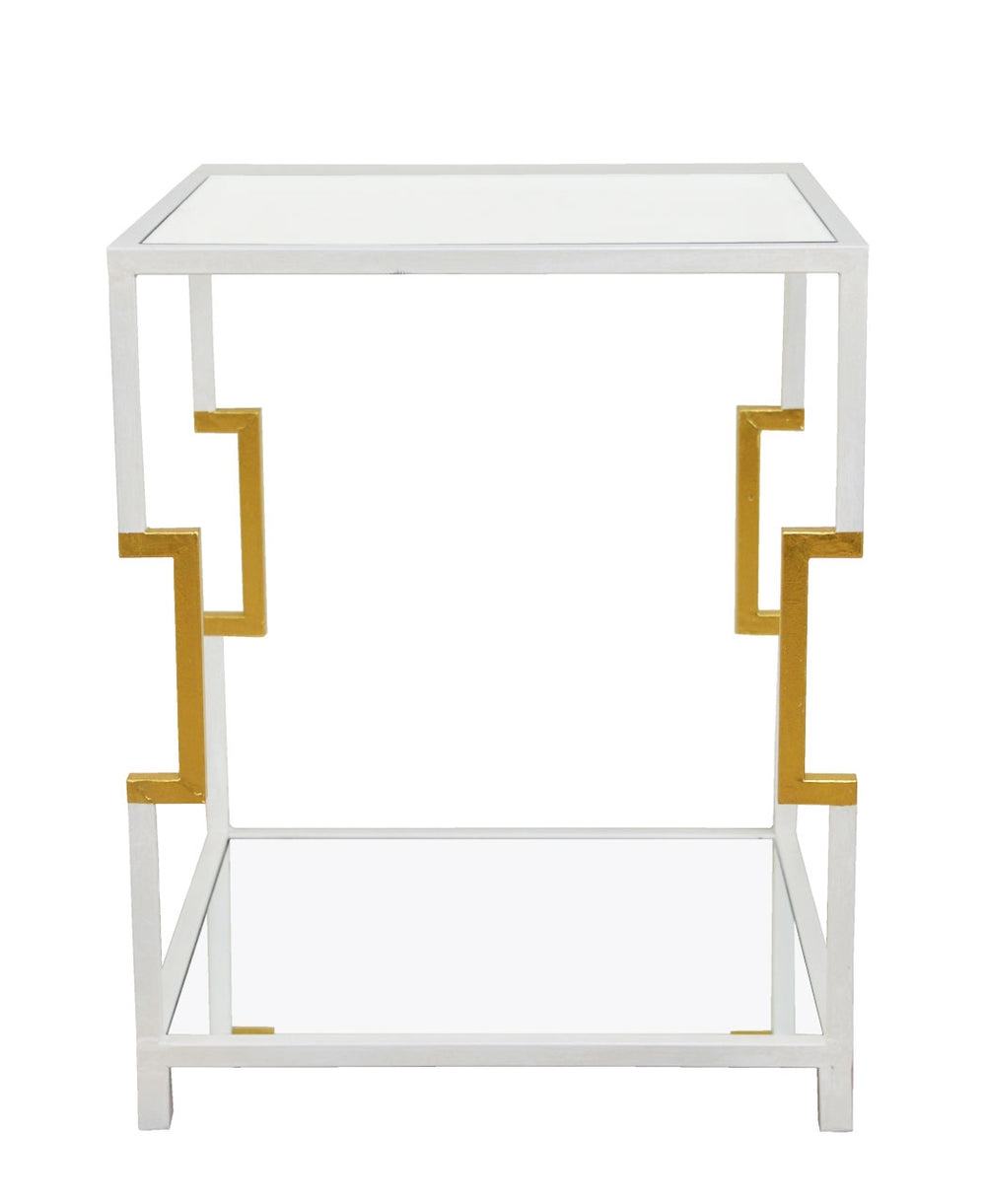 Zeugma CT371 White & Gold Square Side Table