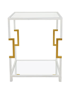 Zeugma CT371 White & Gold Square Side Table