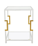 CT371 White & Gold Square Side Table