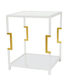 Zeugma CT371 White & Gold Square Side Table