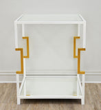 Zeugma CT371 White & Gold Square Side Table