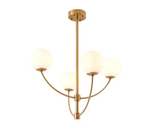 Bethel Brass Chandelier in Steel & Glass