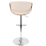 Curvo Mid-Century Modern Adjustable Barstool with Swivel in Walnut and Cream by LumiSource