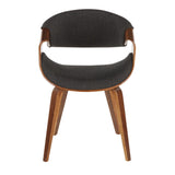 Curvo Mid-Century Modern Dining/Accent Chair in Walnut and Charcoal Fabric by LumiSource