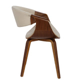 Curvo Mid-Century Modern Dining/Accent Chair in Walnut and Cream Fabric by LumiSource