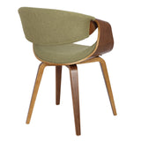 Curvo Mid-Century Modern Dining/Accent Chair in Walnut and Green Fabric by LumiSource