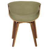 Curvo Mid-Century Modern Dining/Accent Chair in Walnut and Green Fabric by LumiSource