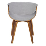 Curvo Mid-Century Modern Dining/Accent Chair in Walnut and Grey Fabric by LumiSource