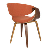 Curvo Mid-Century Modern Dining/Accent Chair in Walnut and Orange Fabric by LumiSource