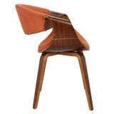 Curvo Mid-Century Modern Dining/Accent Chair in Walnut and Orange Fabric by LumiSource