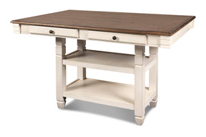 New Classic Furniture Prairie Point Rect Counter Table with Shelves Cottage White D058W-12