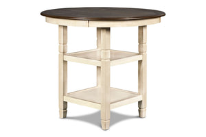 New Classic Furniture Prairie Point Round Counter Table with Shelves Cottage White D058W-13