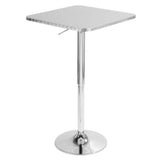 Bistro Contemporary Adjustable Square Bar Table in Silver by LumiSource