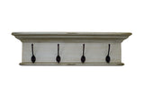 Halifax 4 Hook Coat Rack in Mahogany, MDF & Antique Brass with Blue Yellow Antique Finish