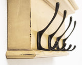 Halifax 4 Hook Coat Rack in Mahogany, MDF & Antique Brass with Yellow Brown Antique Finish