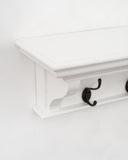 Halifax 8 Hook Coat Rack 130 cm in Mahogany, MDF & Antique Brass with Classic White Finish