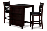 New Classic Furniture Gia 30" Counter Table with 2 Chairs & Stg Shelf Ebony D1701-32S-EBY